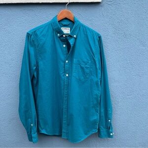 Express Teal Blue Casual Button Down Shirt with Classic Design